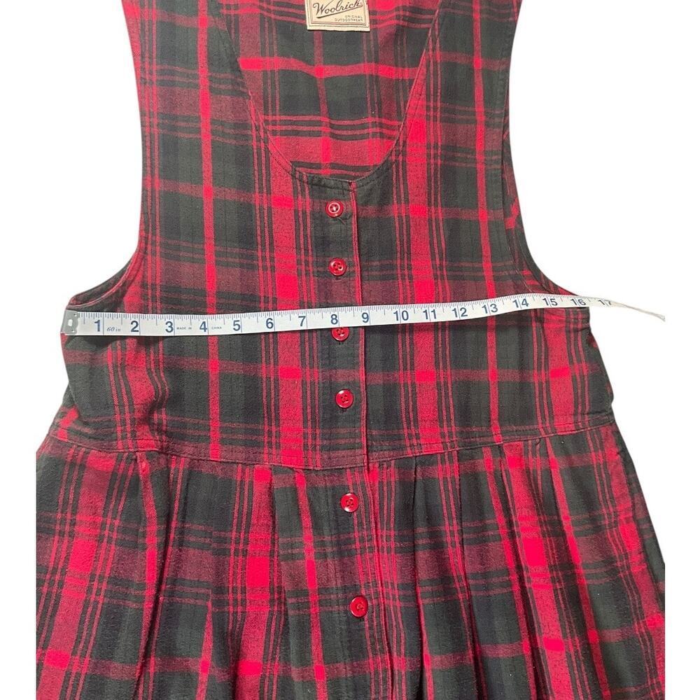 Vintage Woolrich Red Plaid Jumper Dress Sleeveless Buttons cottagecore Cotton L - Picture 7 of 12